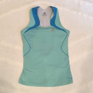 Blue Adidas Athletic Top w/ neck detail